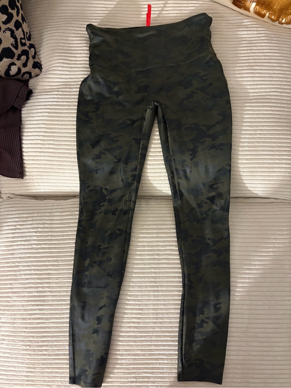 SPANX Olive and Black Camo Leggings